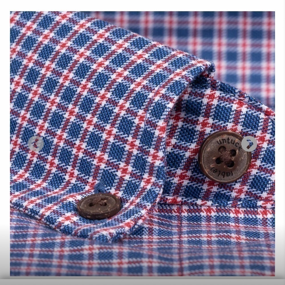 🌸 2/$25 Twillory Untuck(able) Blue Red Appalachia Check Button Down Shirt - Picture 2 of 9